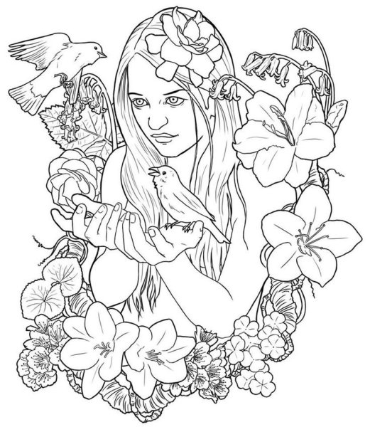 Девочка Весна раскраска