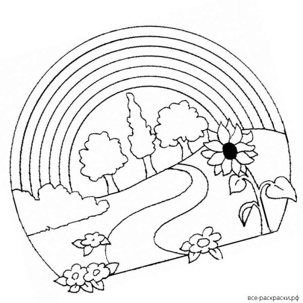 Раскраска дождь и Радуга