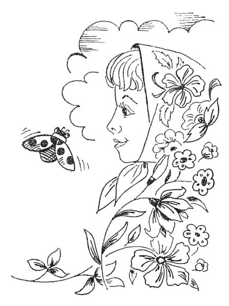 Женский образ весны раскраска