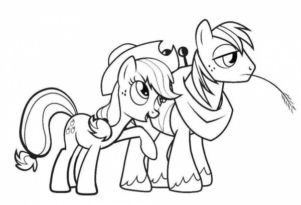 Эпл Джек пони раскраска