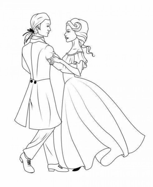 Пары на балу раскраска