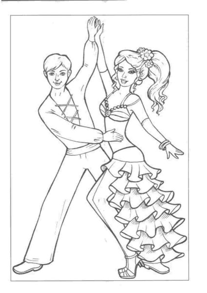 Раскраска бальные танцы