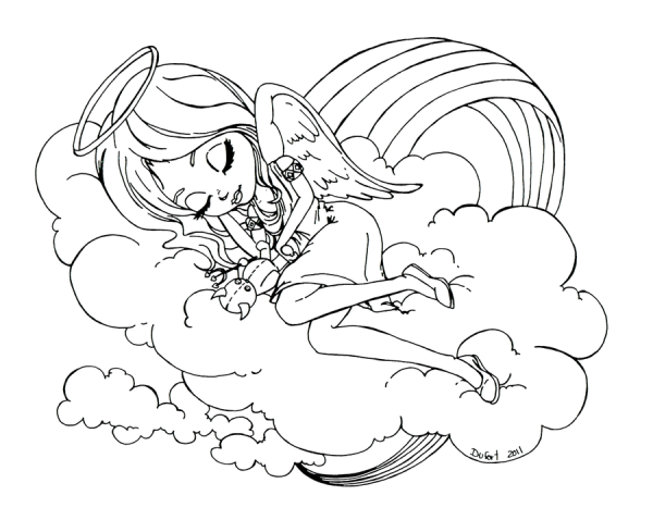 Раскраски для девочек феи на облаке