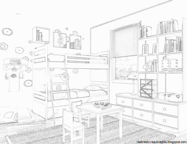 Раскраска комната