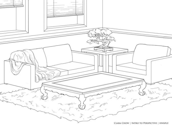 Раскраска мебель интерьер