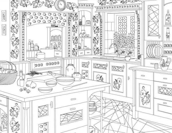 Раскраска интерьер