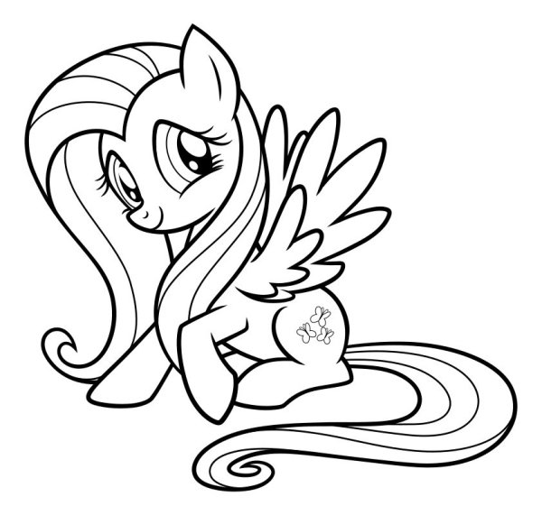 Милая пони раскраска Флаттершай
