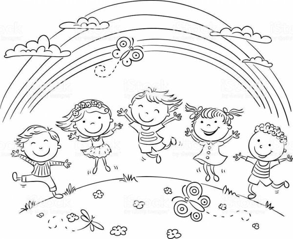 Радуга раскраска для детей
