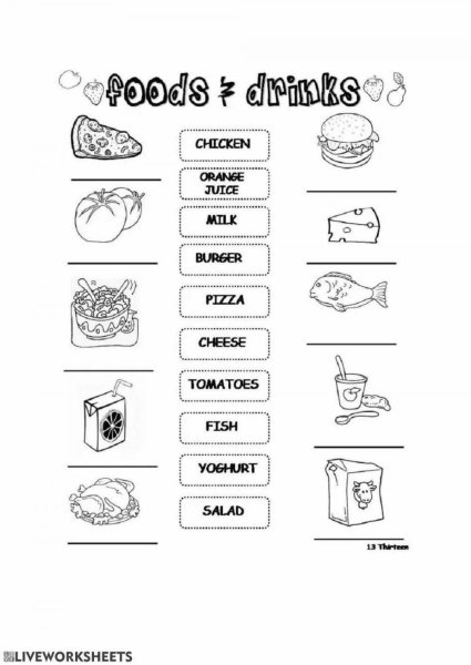Еда и напитки на английском для детей задания