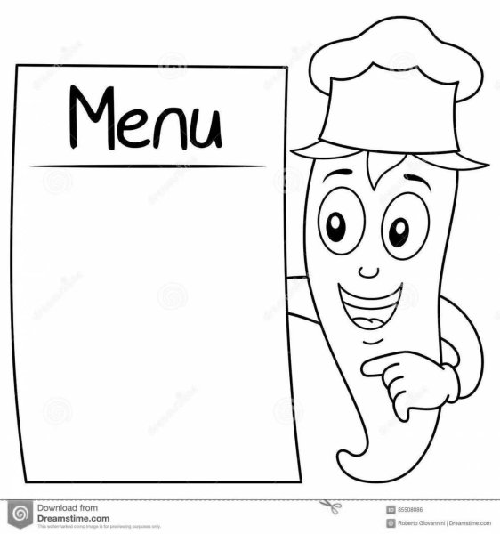 Детское меню раскраска