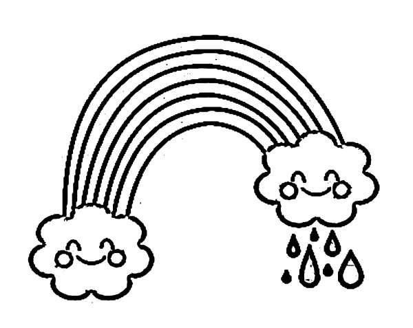 Раскраска Радуга с облаками
