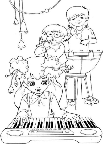 Пианино раскраска для детей