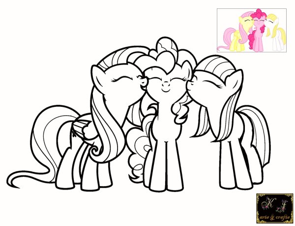 Раскраска Пинки Пай и Флаттершай