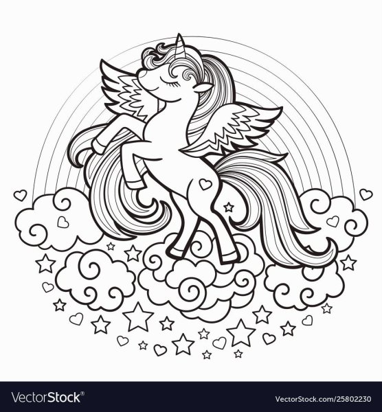 Радужные Единорожки раскраска