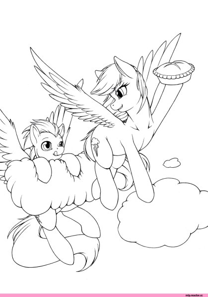 Раскраска Искорка и Радуга Дэш