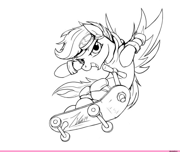 Раскраска пони Радуга Дэш и Скуталу