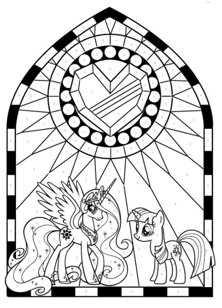 Разукрашки пони по цифрам