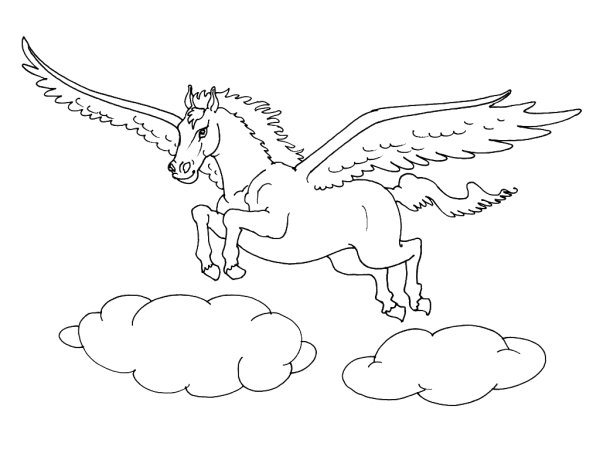 Раскраска Единорог с крыльями
