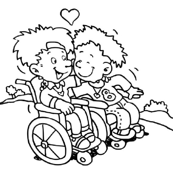 Дети инвалиды раскраска