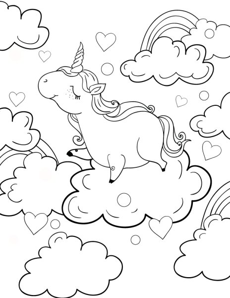 Раскраска Единорог с радугой