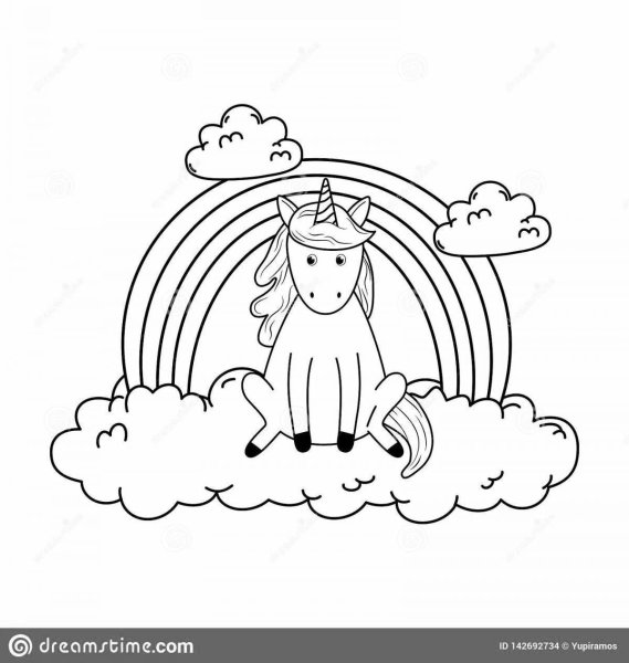 Раскраска Единорог на облаке