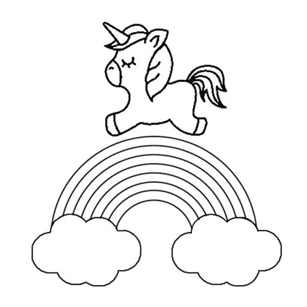 Раскраска Единорог с радугой