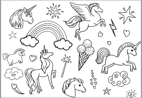Единорог Радуга и звезды раскраска