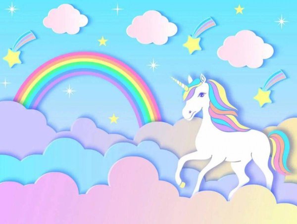 Радуга единорога с облаками
