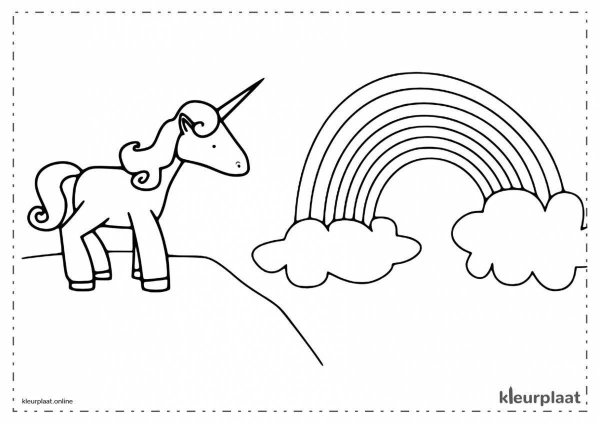 Раскраска Единорог с радугой