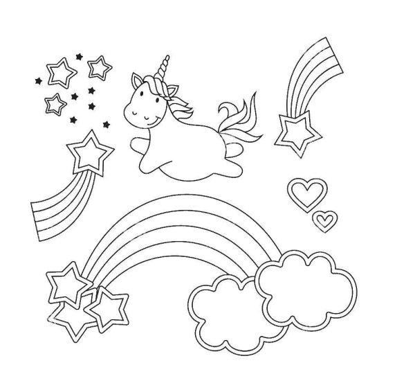 Раскраска Единорог с радугой