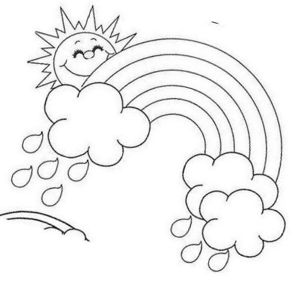 Радуга и солнце раскраска для детей