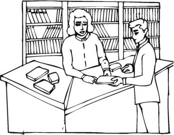 Профессия библиотекарь раскраска