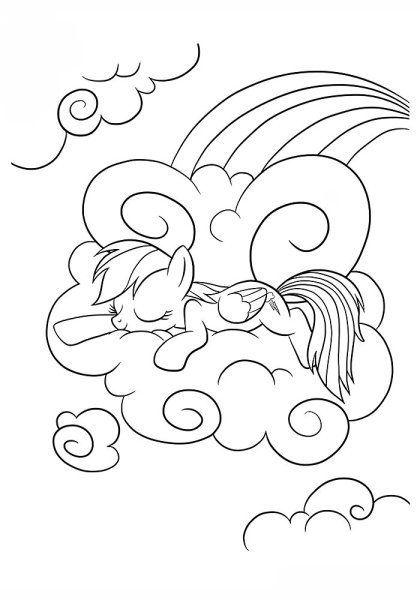 Раскраска пони Радуга