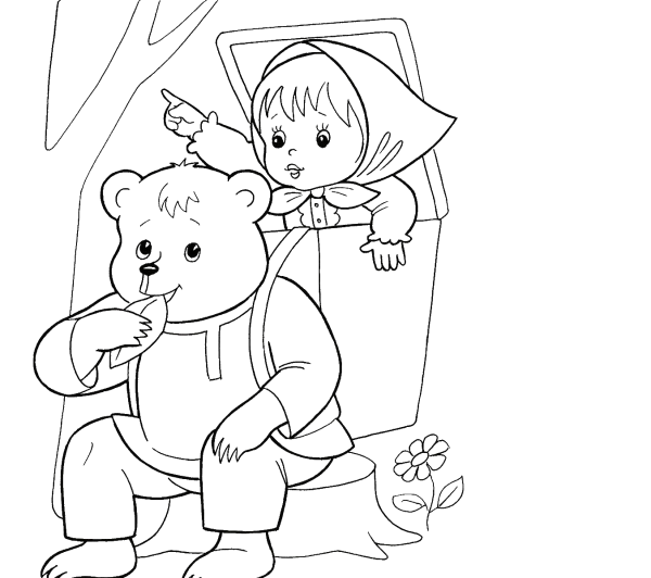 Сказка Маша и медведь раскраска