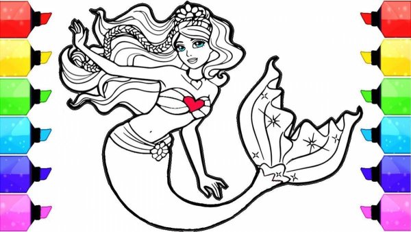 Раскраска Барби Русалка