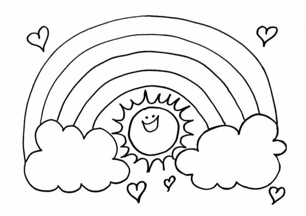Радуга картинка для детей раскраска
