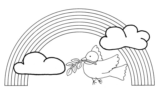 Раскраска Радуга с облаками