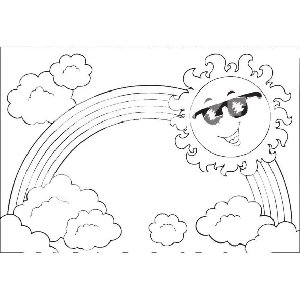 Солнышко и Радуга раскраска