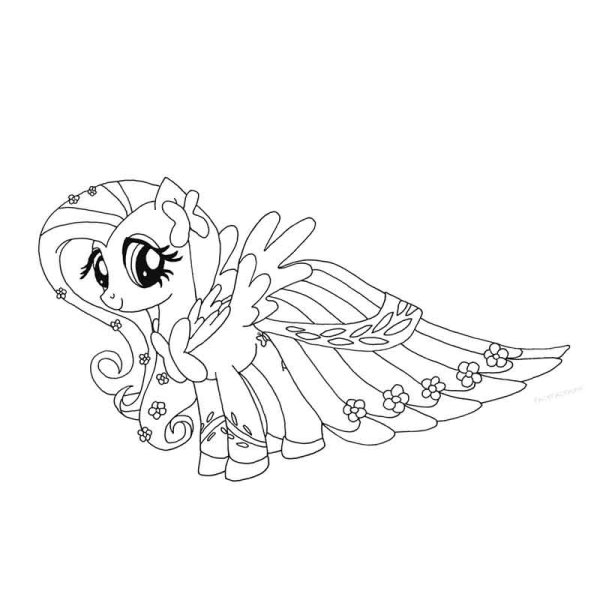 Раскраска пони принцесса Радуга Дэш