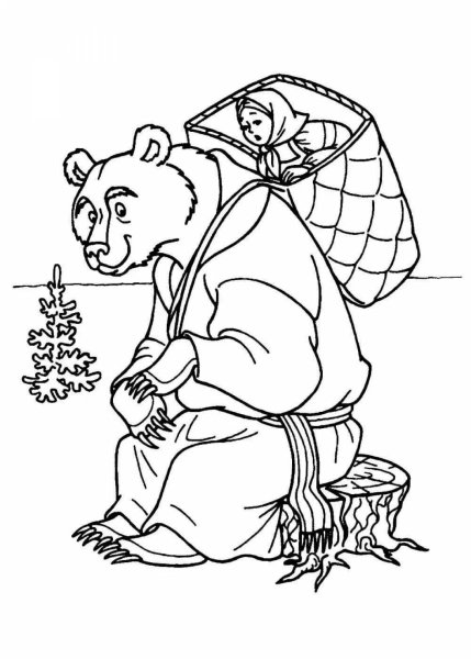 Маша из сказки Маша и медведь раскраска