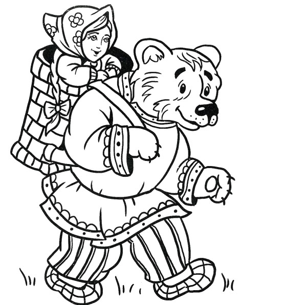 Маша и медведь сказка raskraska