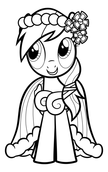 Раскраска Радуга Дэш в платье