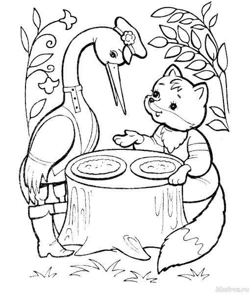 Иллюстрация к сказке лиса и журавль 1 класс