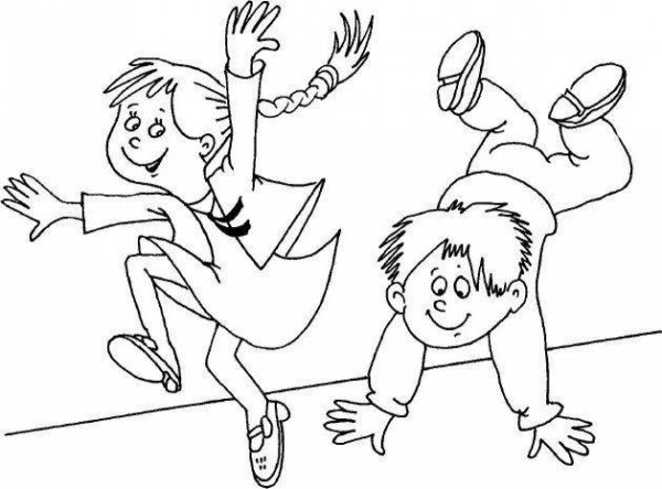 Рисунок дети на перемене в школе