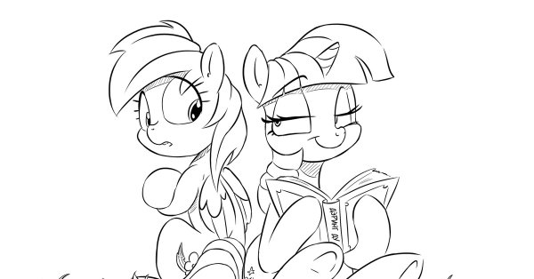 Раскраска пони Радуга Дэш и Флаттершай