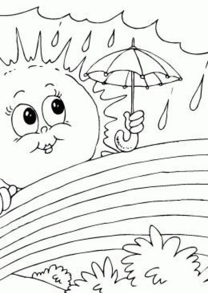 Солнце и дождик раскраска
