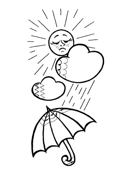 Раскраска солнышко и дождик