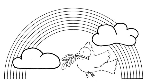 Раскраска Радуга с облаками