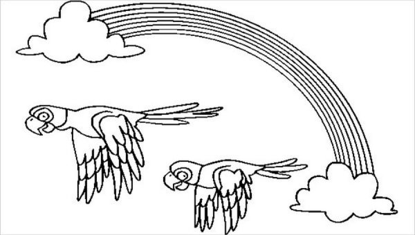 Раскраска птичка с радугой