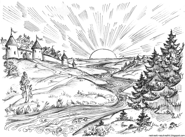 Пейзаж Родины карандашом